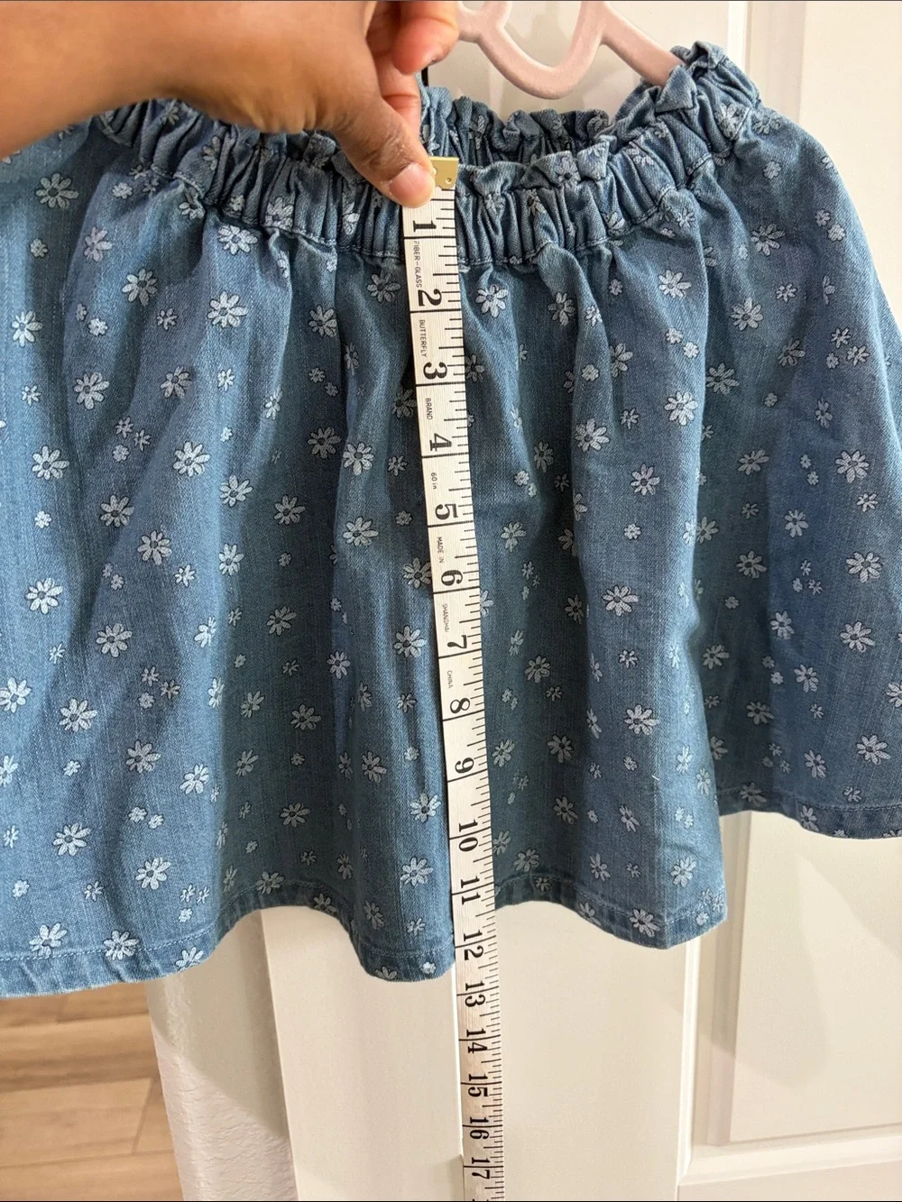 Old Navy Sz5t Blue Denim Floral Elastic Waist Skirt